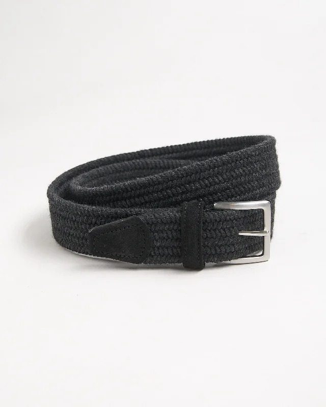 Braided Wool Solid Charcoal Stretch Belt Relaxed Men's Australian  Relaxed Men's Australian 