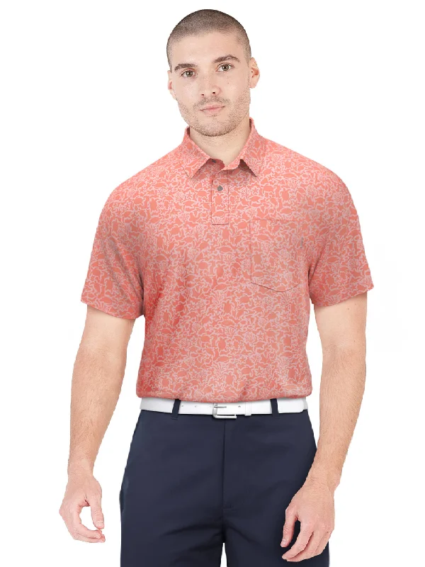 Men's Sea Life Print Golf Polo with Chest Pocket Bohemian Men's Free Bohemian Men's Free