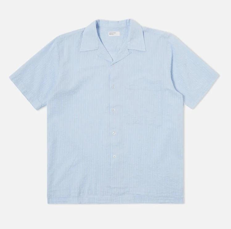 Universal Works - Camp Shirt II In Pale Blue Onda Cotton Elegant Men's Cashmere Elegant Men's Cashmere