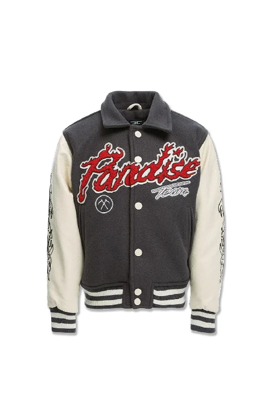 Kids Paradise Tour Varsity Jacket (Off Black) Casual Men's Loose Casual Men's Loose