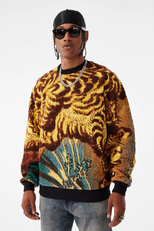 Silk Road Crewneck Sweater (Gold Dragon) Hip Men's Urban Hip Men's Urban