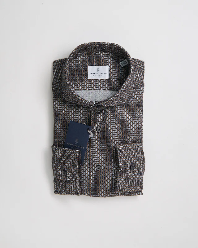 Modern Fit 'Premium Jersey' Neat Pattern Stretch Knit Shirt Earthy Men's Sustainable  Earthy Men's Sustainable 