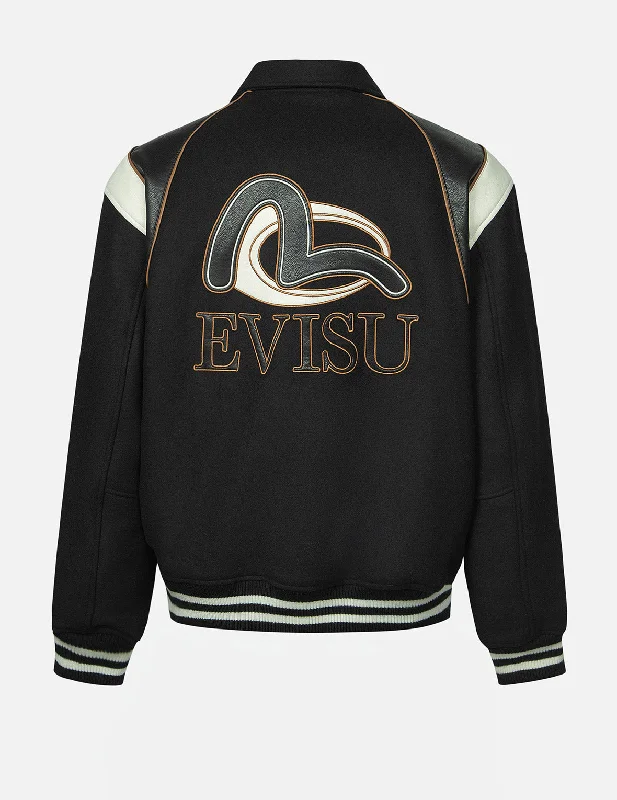 Logo and Seagull Applique Relax Fit Baseball Jacket Masculine Men's  Masculine Men's 