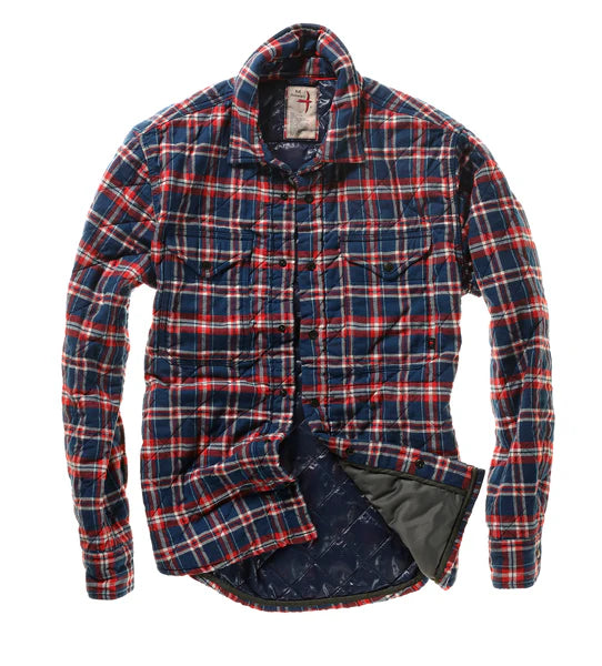 Relwen - Quilted Flannel Shirtjacket - Dk Blue/Red Multi Organic Organic