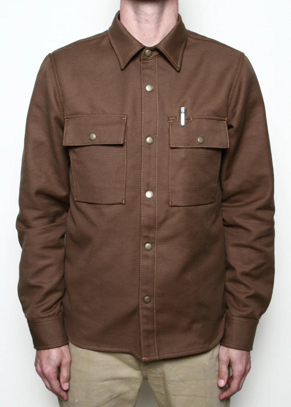 Rogue Territory - Oxford Overshirt Brushed Brown Sporty Men's Tennis Sporty Men's Tennis