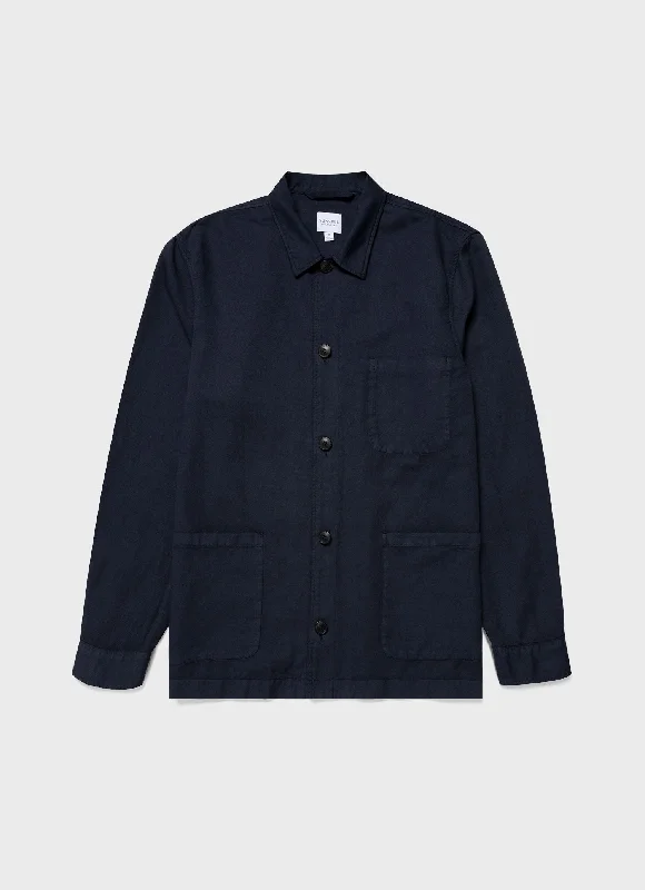 Men's Cotton Linen Twin Pocket Jacket in Navy Traditional Men's Country Traditional Men's Country