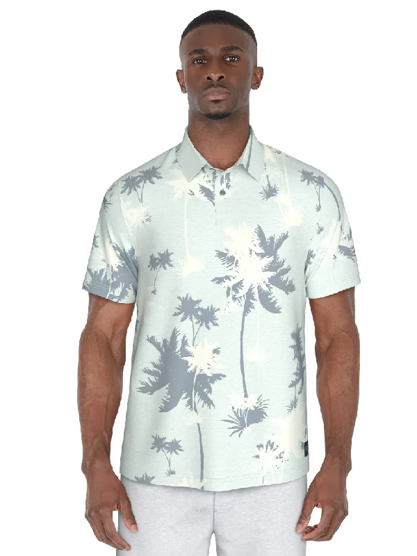 Men's Short Sleeve Oversized Palms Print Polo Cool Men's Skate Cool Men's Skate