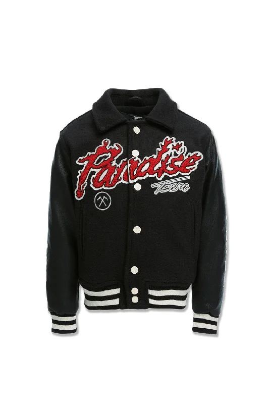 Kids Paradise Tour Varsity Jacket (Black) Relaxed Men's Beach Relaxed Men's Beach