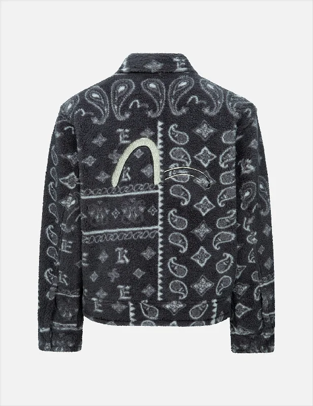 Paisley Jacquard Fleece Relaxed Fit Jacket Gym Gym