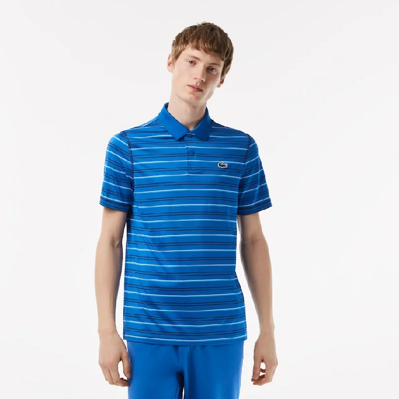 Men’s Golf Recycled Polyester Stripe Polo Kingdom/navy Blue Streetwear Style Streetwear Style