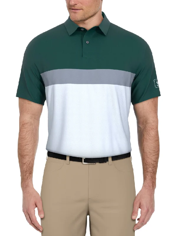 Men's Textured Color Block Golf Polo Dynamic Men's High Dynamic Men's High