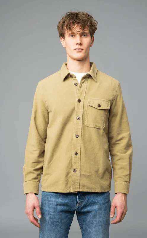 C.O.F. - Overshirt Soft Moleskin in Khaki Beige Elegant Men's Cashmere Elegant Men's Cashmere