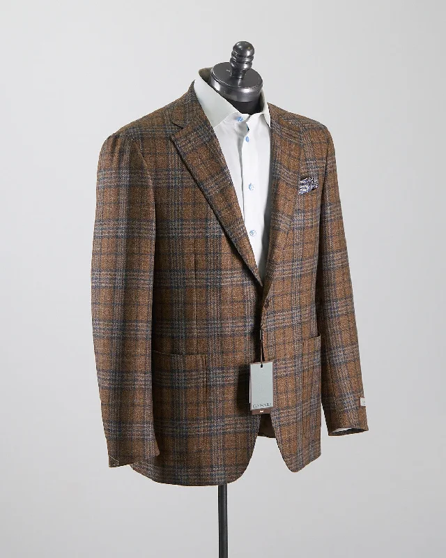 Wool & Silk Elegant Plaid Soft Constructed 'Kei' Jacket Sporty Men's Tennis Sporty Men's Tennis