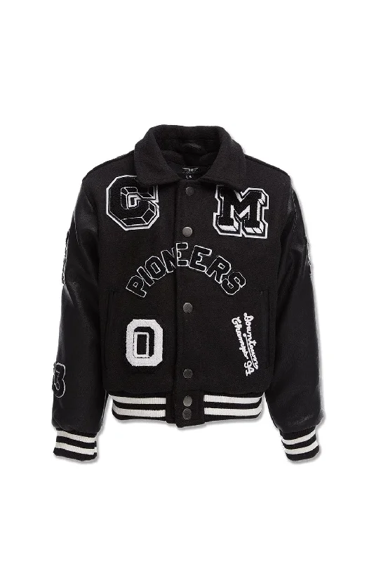 Kids Pioneers Varsity Jacket (Black) Preppy Men's College Preppy Men's College