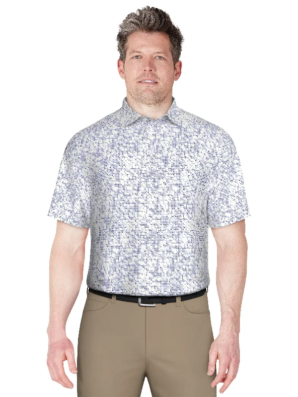 Men's Clustered Geo Print Golf Polo Edgy Men's Punk Edgy Men's Punk