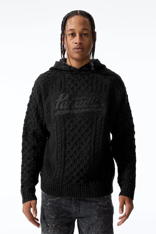 Cable Knit Hooded Sweater (Black) Bold Men's Statement Bold Men's Statement