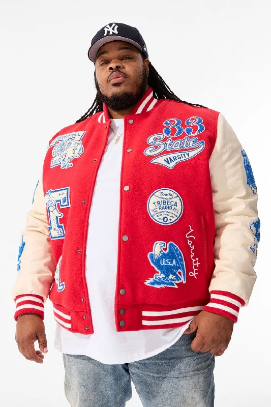 Big Men's All American Varsity Jacket (Red) Relaxed Men's Australian  Relaxed Men's Australian 