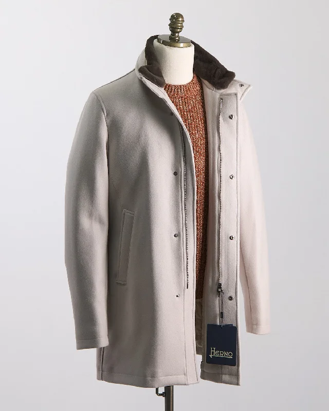 Diagonal Wool Car Coat W/ Removable Faux Fur Collar Artistic Men's Avant Artistic Men's Avant