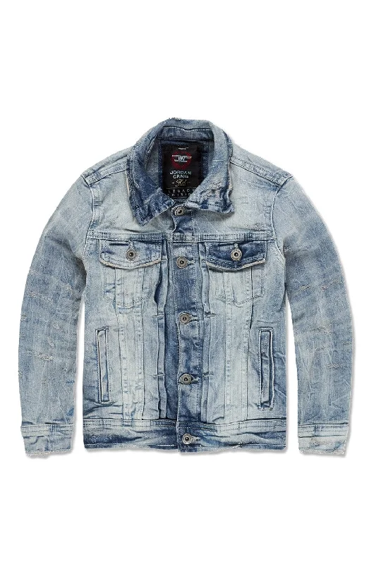 Kids Bayside Denim Trucker Jacket (Iced Lager) Casual Men's Loose Casual Men's Loose