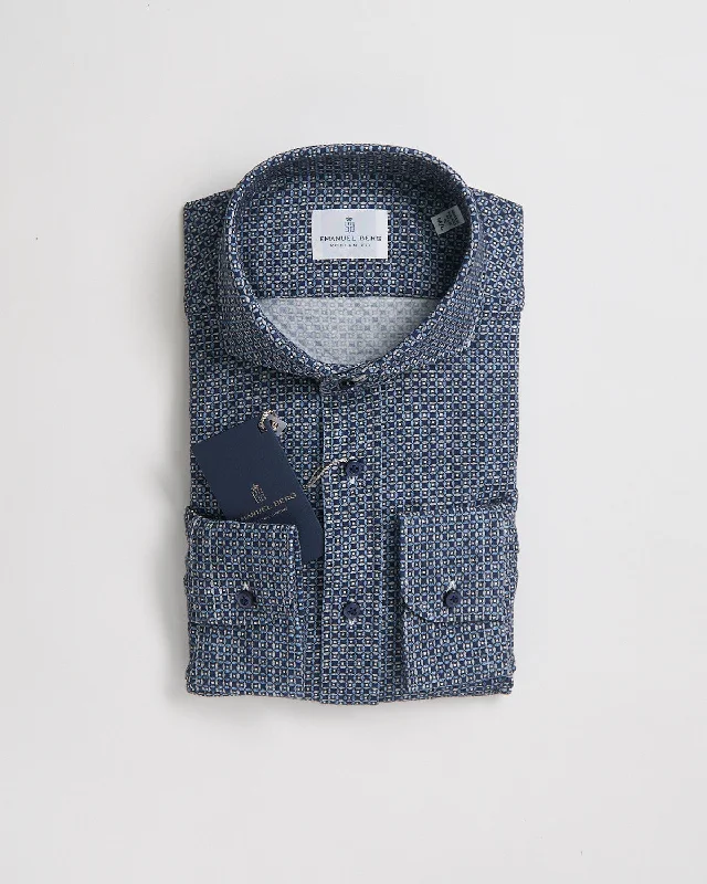 Modern Fit 'Premium Jersey' Neat Pattern Stretch Knit Shirt Organic Organic