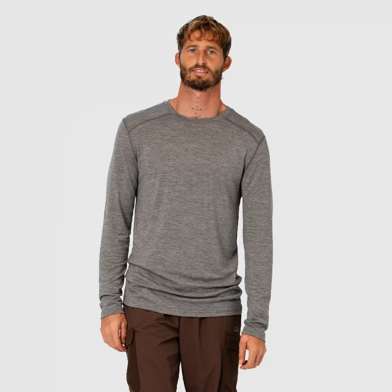 Mens Merino LS Base Layer Grey Marle Bold Men's Statement Bold Men's Statement