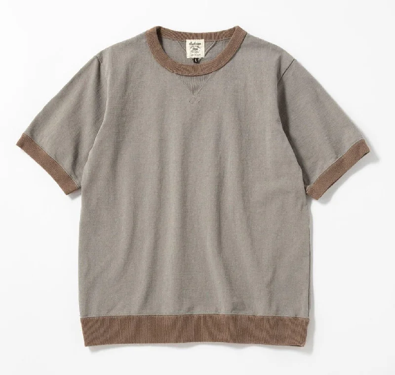 Jackman - Dotsume Rib T-Shirt - Solid GrayxBeige Cool Men's Distressed Cool Men's Distressed