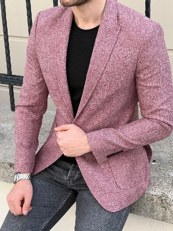 Bojoni Montebello Slim Fit High Quality Self Patterned Claret Red Blazer British Gentleman Style British Gentleman Style