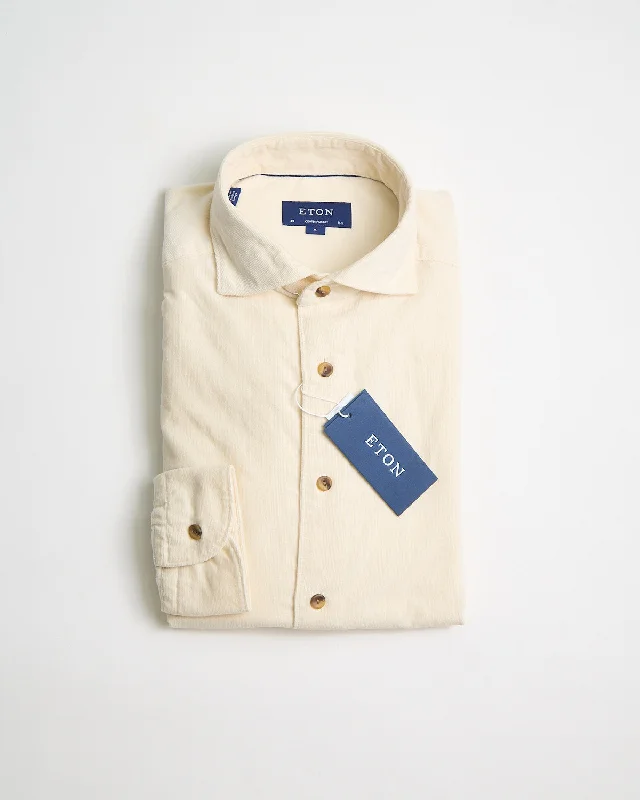 Cream Fine Whale Corduroy Contemporary Shirt Organic Organic