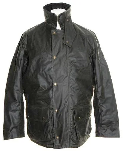 W212 - Men's Chelsea Padded Wax Antique Coat - BLACK Polished Men's Satin Polished Men's Satin