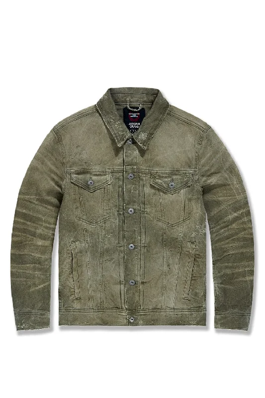 Big Men's Meadowlands Denim Trucker Jacket (Earth Tones) Casual Men's Loose Casual Men's Loose