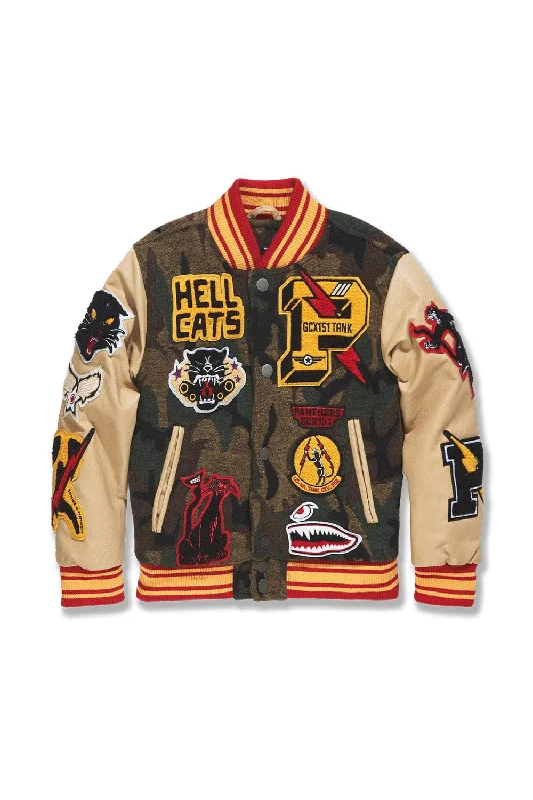 Kids Hellcat Varsity Jacket (Vintage Camo) Polished Men's Satin Polished Men's Satin