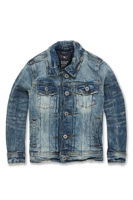 Kids Bayside Denim Trucker Jacket (Death Valley) Sleek Men's Metallic Sleek Men's Metallic