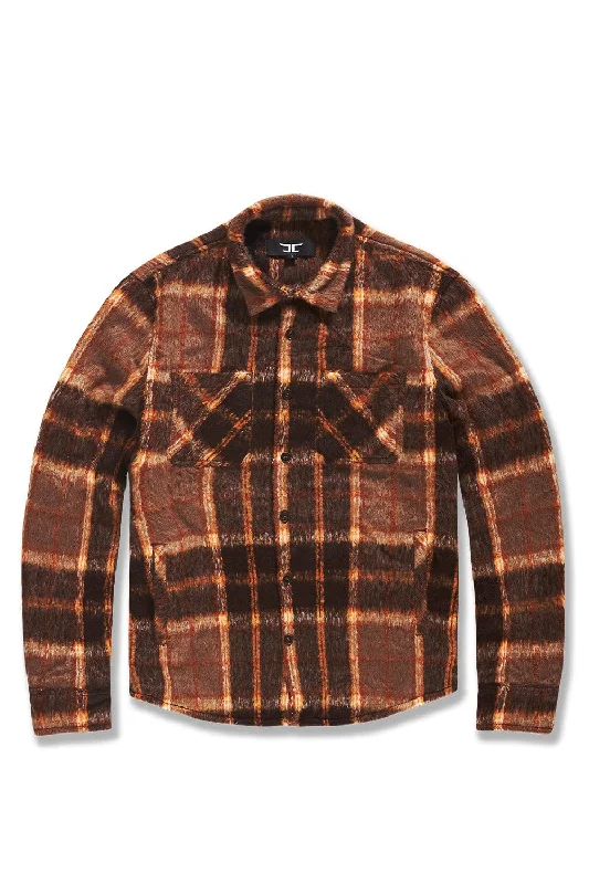 Big Men's Vandal Flannel Shacket (Brown) Cool Men's Distressed Cool Men's Distressed