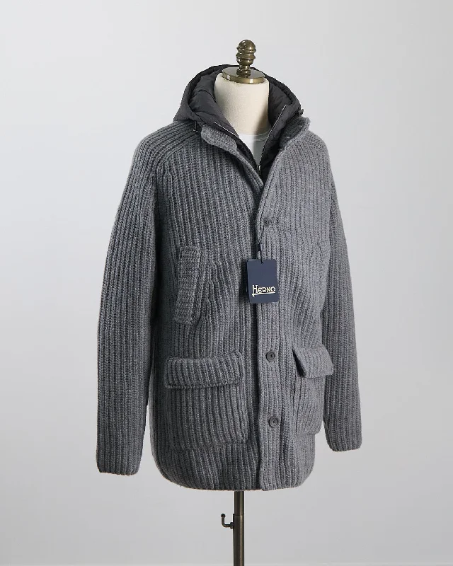 Cable Knit Long Sweater W/ Removable Windguard British Gentleman Style British Gentleman Style