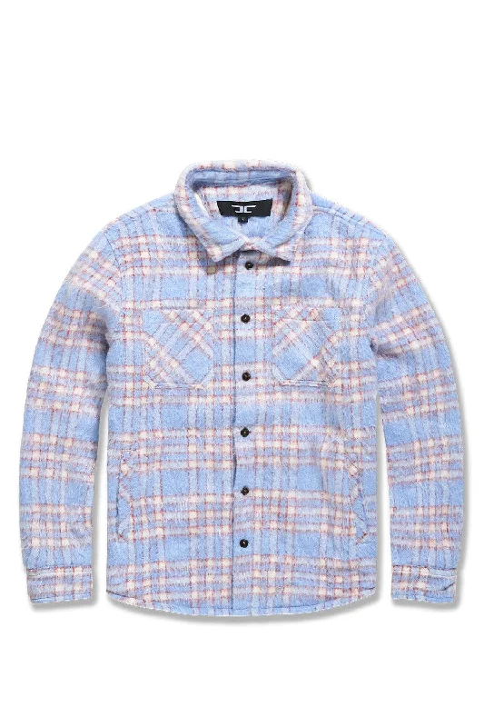 Big Men's See You In Paradise Flannel Shacket (Sky Blue) Youthful Men's Pop Youthful Men's Pop