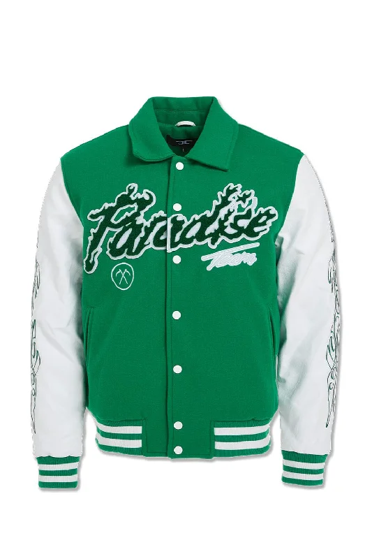 Big Men's Paradise Tour Varsity Jacket (Green) Vacation Vacation