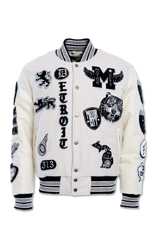 Big Men's Motown Varsity Jacket (Cream) Stylish Men's Neon Stylish Men's Neon