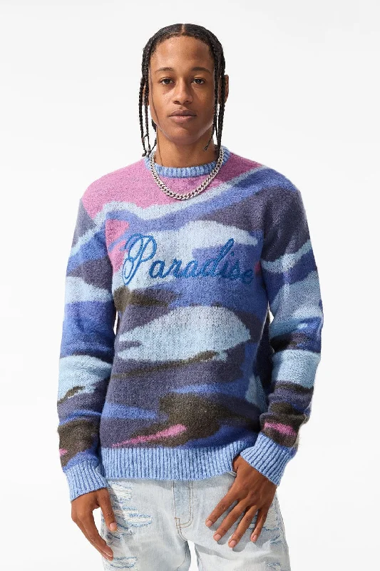 Paradise Mirage Crewneck Sweater (Blue) Masculine Men's  Masculine Men's 