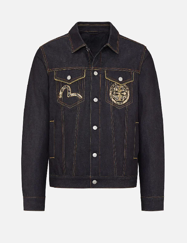 Brocade Daicock Appliqué Denim Jacket Artistic Men's Hand Artistic Men's Hand