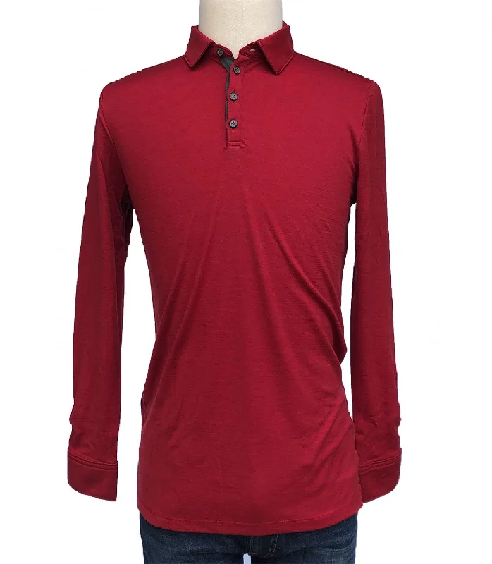 Wool Long Sleeve Polo Business Business