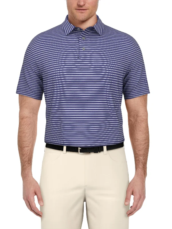 Men's Heather Feeder Stripe Golf Polo Sleek Men's Metallic Sleek Men's Metallic