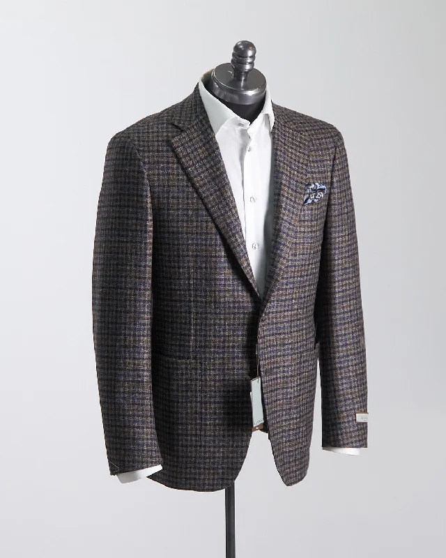 Luxury Wool Marled Gingham Soft Constructed 'Kei' Jacket Confident Men's High Confident Men's High