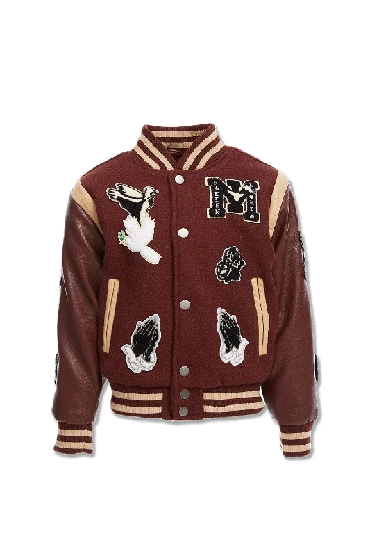 Kids Fallen Angels Varsity Jacket (Chocolate) Tough Men's Tactical Tough Men's Tactical