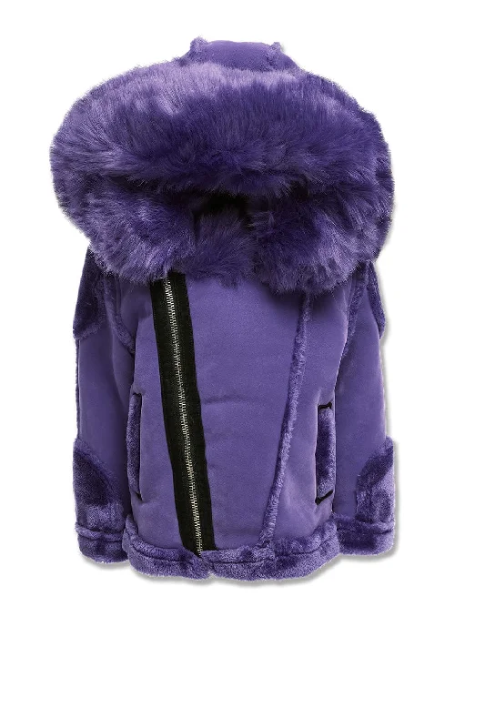 Kids El Jefe Shearling Moto Jacket (Purple) Tough Men's Military Tough Men's Military