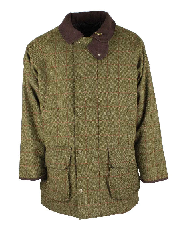 W37 - Men's Brampton Raglan Tweed Coat - DARK GREEN (5907/51) Preppy Men's College Preppy Men's College