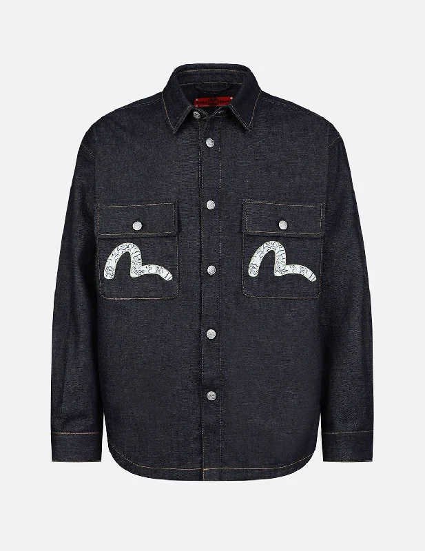 Sea Wave-pattern Seagull Embroidery Denim Shirt Jacket Dynamic Men's Moto Dynamic Men's Moto