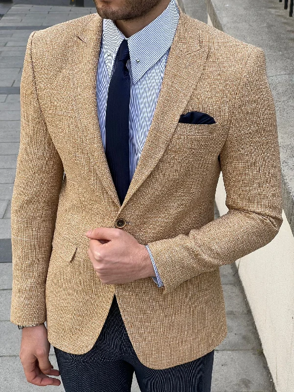 Bojoni Montebello Slim Fit High Quality Knitted Yellow Blazer Sophisticated Men's  Sophisticated Men's 