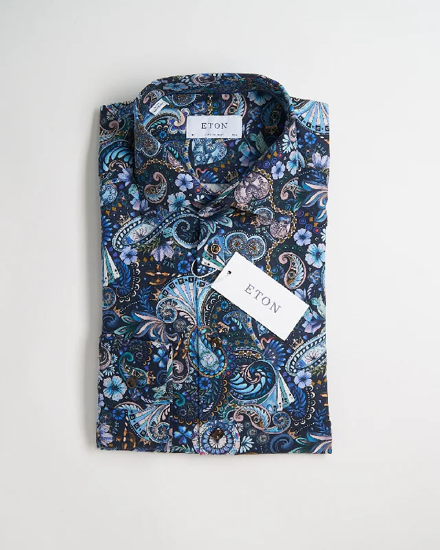 Navy Blue Motif Signature Twill Contemporary Shirt Rugged Men's Outdoor  Rugged Men's Outdoor 