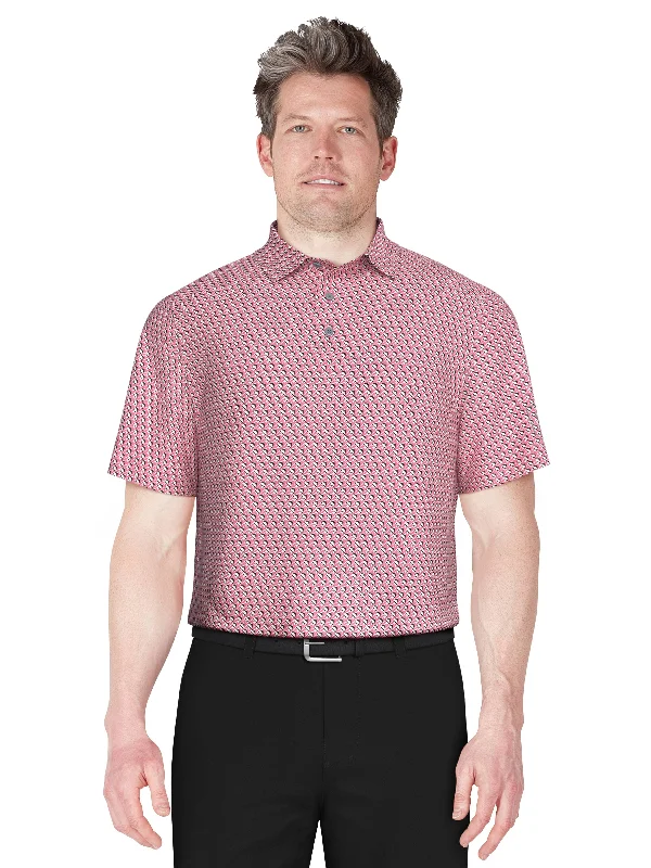 Men's Short Sleeve Stretch Performance Fish Geo Print Polo Sleek Men's Contemporary  Sleek Men's Contemporary 