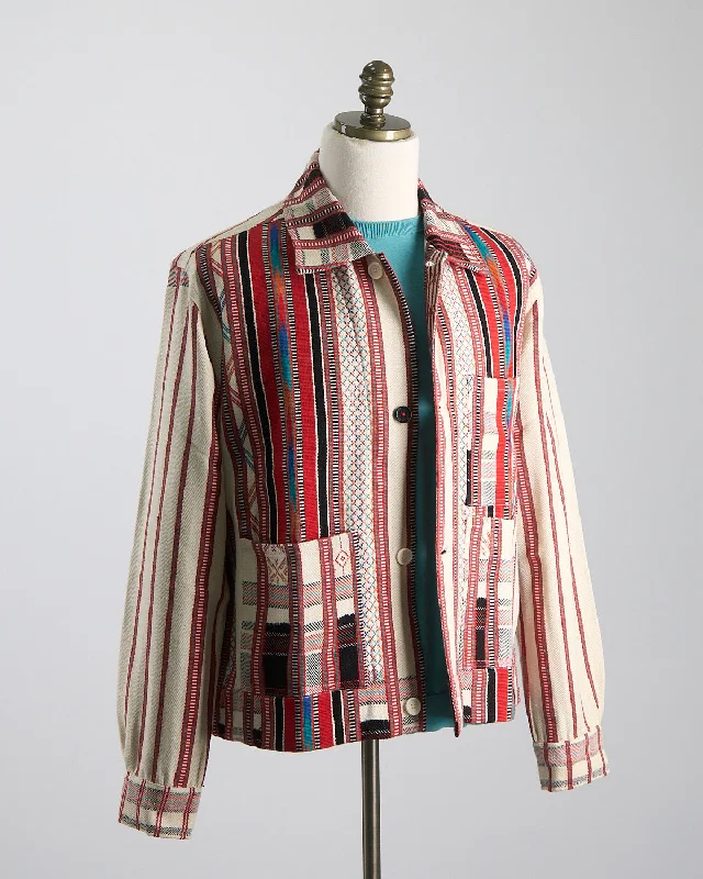 Handloom Cotton & Wool Striped 'Bodhi' Shirt Jacket Casual Men's Short Casual Men's Short